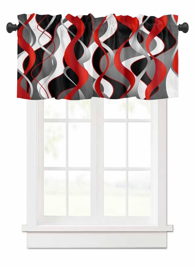 LooPoP Valance for Windows Red Black Lines Curtains Valances Modern Abstract Stripes Short Curtains Rod Pocket Window Treatment for Kitchen Living Room Bedroom Bathroom Cafe Decor 1 Panel 54x18 Inch - Image 1